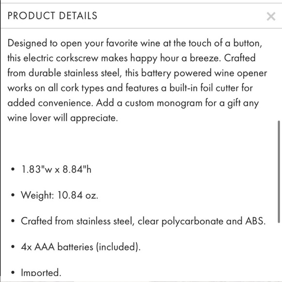 Mark & Graham electric wine opener - Picture 4 of 4